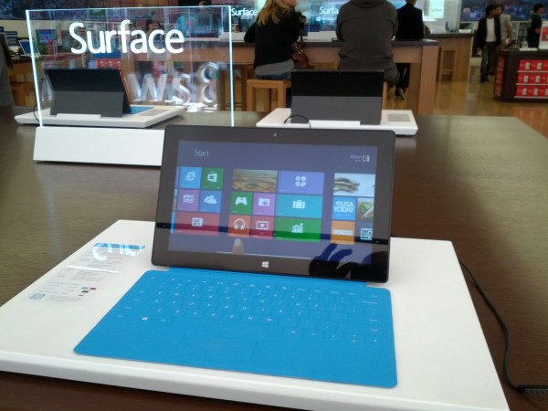 Microsoft's Surface tablet is seen in one of its stores (Photo betanews.com)