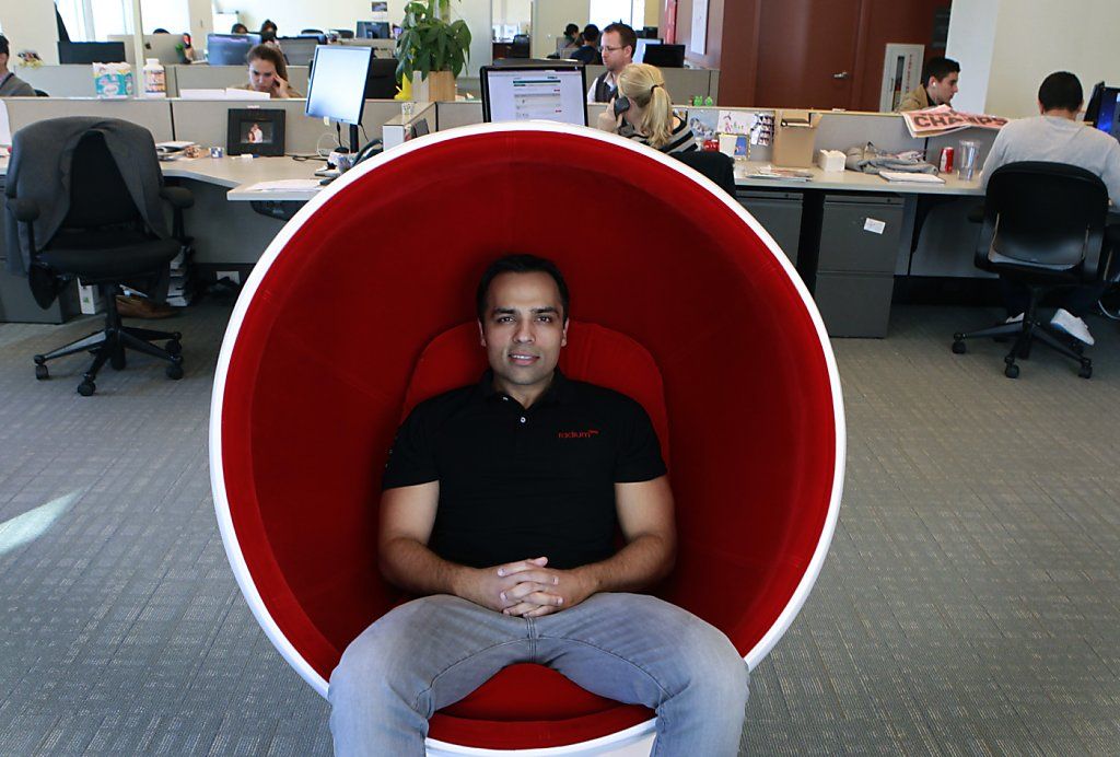 Gurbaksh Chahal, founder, chairman and CEO of online advertising company Radium One, is seen in the corporate offices in San Francisco, Calif. on Thursday, Nov. 1, 2012.