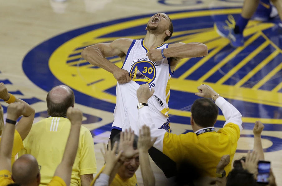 Stephen Curry scored 36 points, including 15 in the fourth quarter, as the Warriors beat the Thunder in Game 7 on Monday to reach the NBA Finals. (Ben Margot/Associated Press)