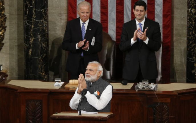 Indian Prime Minister Narendra Modi addresses a joint meeting of the U.S. Congress on Wednesday, June 8. 