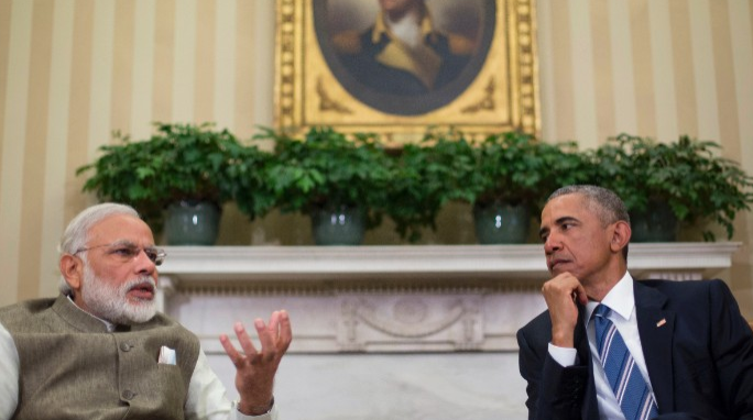 Prime Minister Narendra Modi and U.S. President Barack Obama meet in the Oval Office.