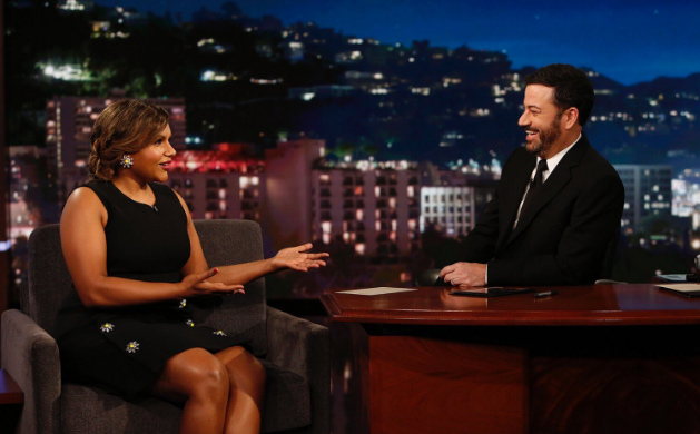 Mindy Kailing on Jimmy Kimmel tonight with NBA Commentary