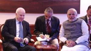 Senator John McCain (Left) with Indian Prime Minister Narendra Modi (Right)