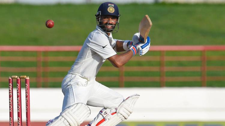 Ajinkya Rahane of India hits during a recent cricket match against the West Indies in St. Lucia. (RANDY BROOKS/AFP/Getty Images)