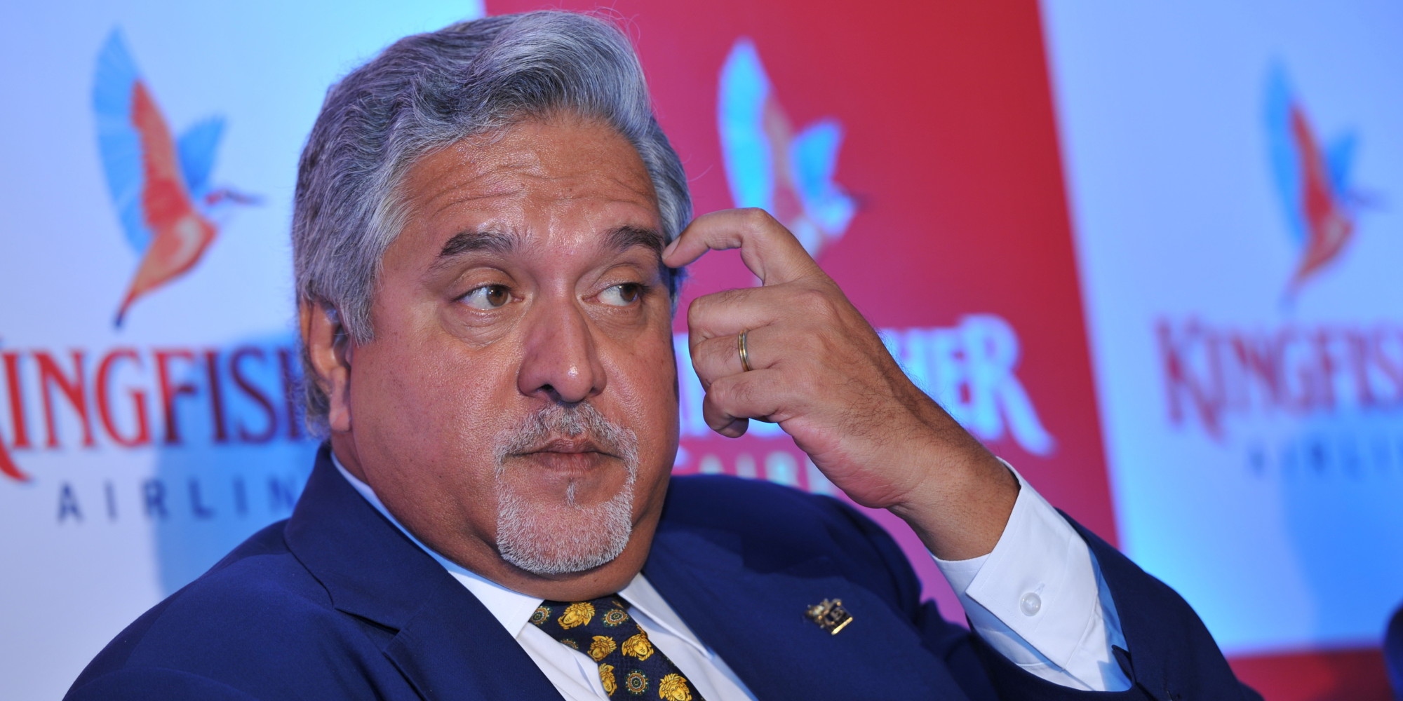 Vijay Mallya, disgraced former chairman of Kingfisher Airlines at press conference.