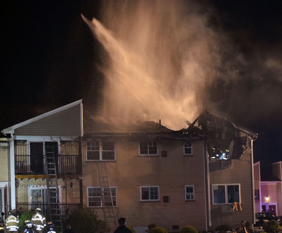 A two-alarm fire damaged at least four apartments in one building on Farm Road on Oct. 24, 2016. (Kathy Turpin | for NJ Advance Media)