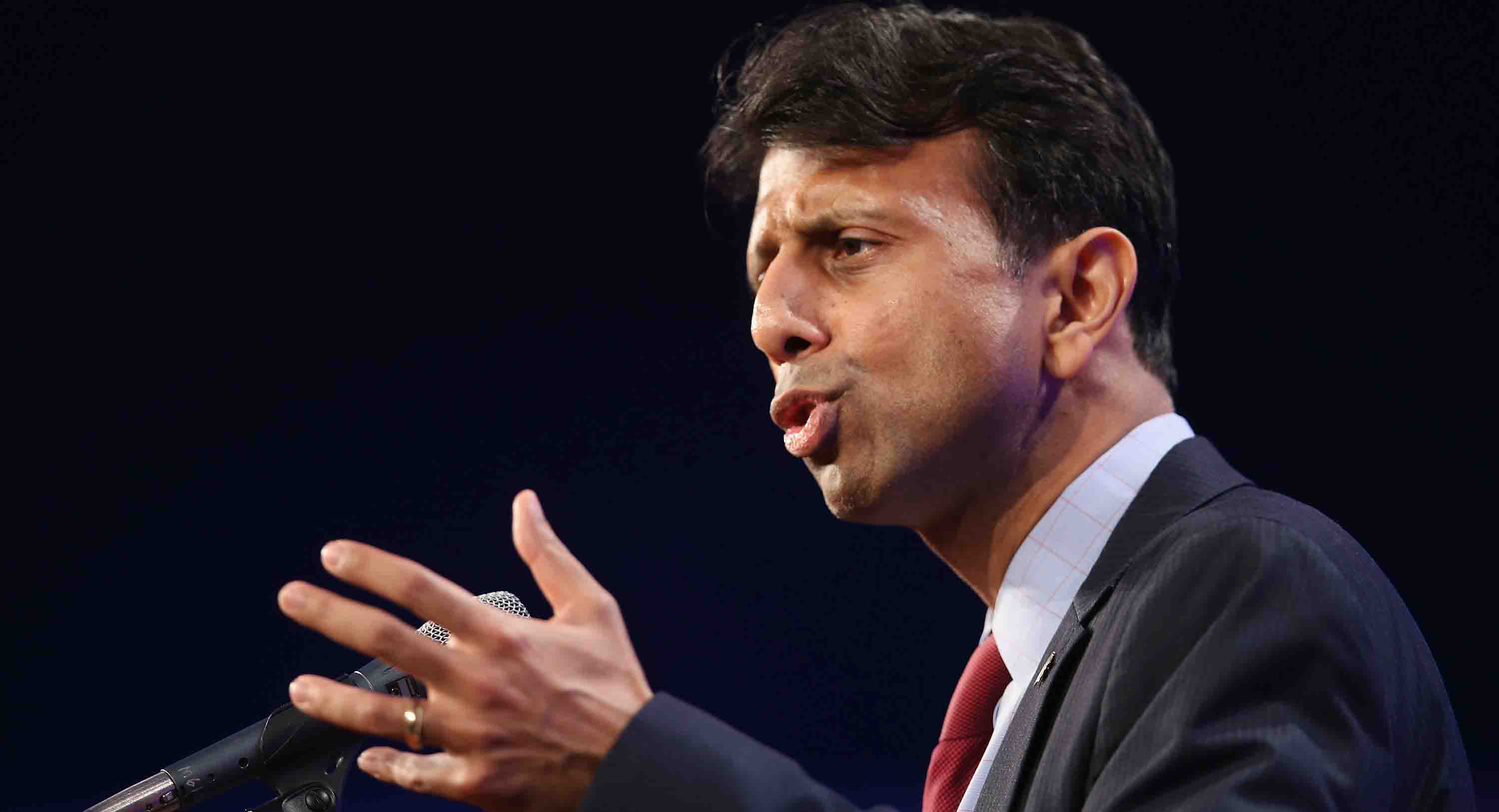 DES MOINES, IA - MAY 16: Louisiana Governor Bobby Jindal speaks to guests gathered for the Republican Party of Iowa's Lincoln Dinner at the Iowa Events Center on May 16, 2015 in Des Moines, Iowa. The event sponsored by the Republican Party of Iowa gave several Republican presidential hopefuls an opportunity to strengthen their support among Iowa Republicans ahead of the 2016 Iowa caucus. (Photo by Scott Olson/Getty Images)