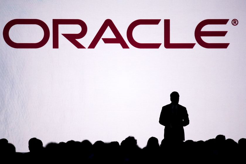 A silhouette on stage during the Oracle OpenWorld 2016 conference in San Francisco. Photographer: David Paul Morris/Bloomberg 