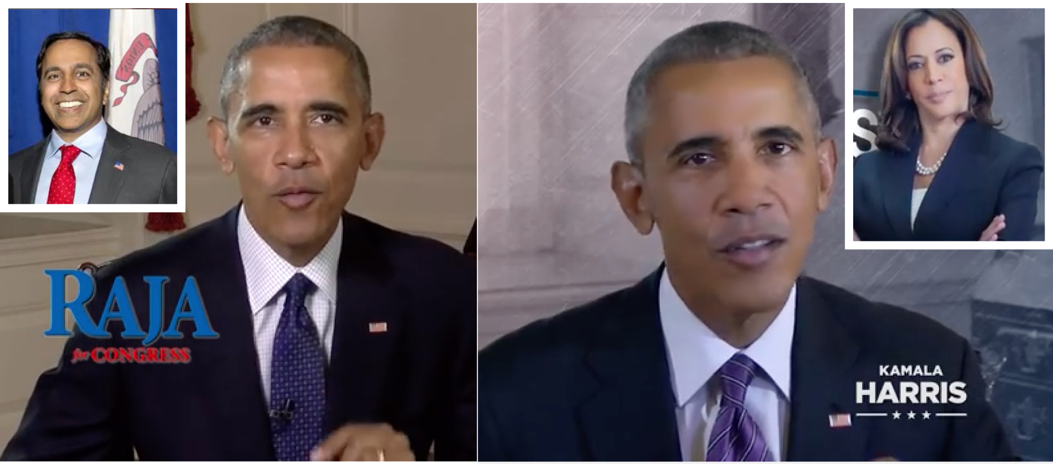 President Obama endorses  Kamala Harris & Raja Krishnamoorthy in video ads