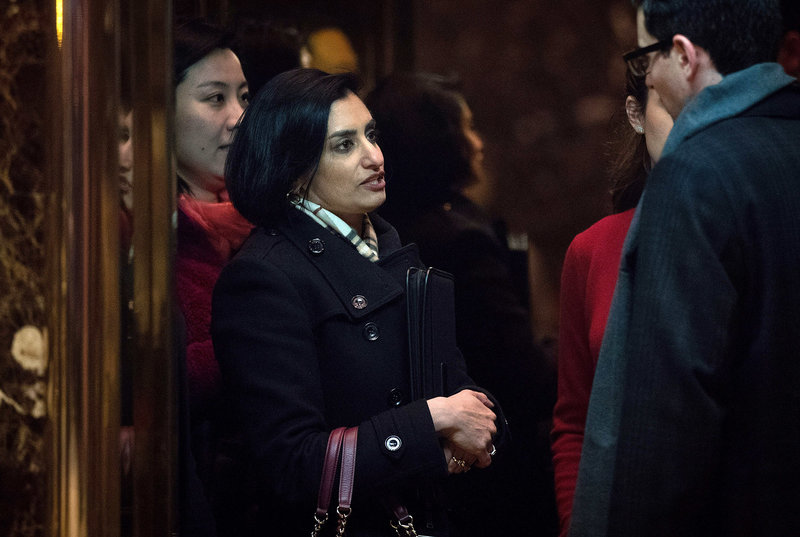 Seema Verma, now in line to head the Centers for Medicare & Medicaid Services, arrives at Trump Tower in New York City on Nov. 22. Drew Angerer/Getty Images