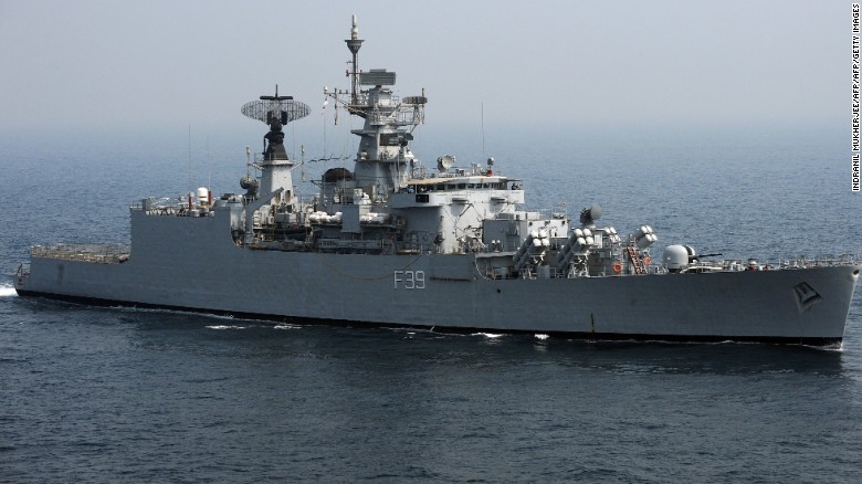 India Navy's frigate INS Betwa pictured during an operational demonstration, some 50 kilometers northeast off Mumbai coast, on November 14, 2011.