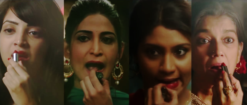 (Left to Right): Plabita Borthakur, Aahana Kumra, Konkona Sen Sharma, Ratna Pathak in the movie, 'Lipstick Under My Burkha', the contraversial film that opened the 15th annual Indian Film Festival of Los Angeles on April 5th, 2017