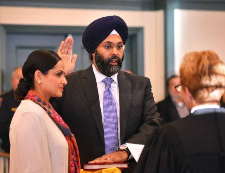 Gurbir Singh Grewal being sworn in as Bergen County Prosecutor in January 2017