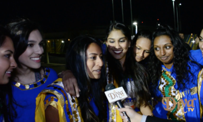 Stanford's competitive dance group Basmati Raas perform outside the Oracle Arena as fans make their way to see the NBA champs take on the Phoenix Suns