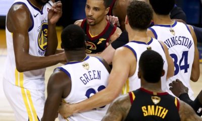 Game 1 gets chippy with 2.4 seconds left in OT, An altercation breaks out seconds before the end as Tristan Thompson gets ejected. Photo: AP/Ben Margot