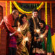 Indian Family celebrating Diwali festival with sparklers