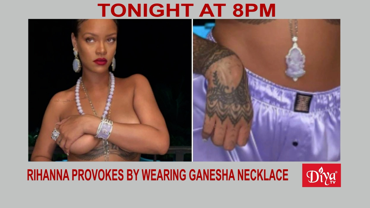 Rihanna Provokes By Wearing Ganesha Necklace Topless
