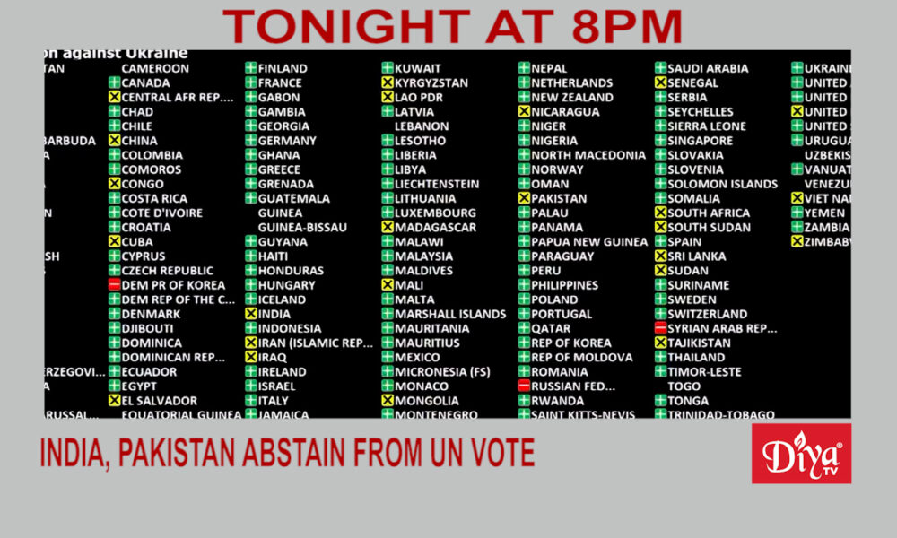 India, Pakistan abstain from un vote condemning Russia | Diya TV News