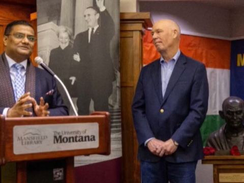 Gandhi Bust Unveiled at the University of Montana