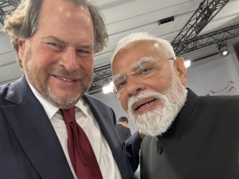 Salesforce’s Marc Benioff connects with Modi at G7