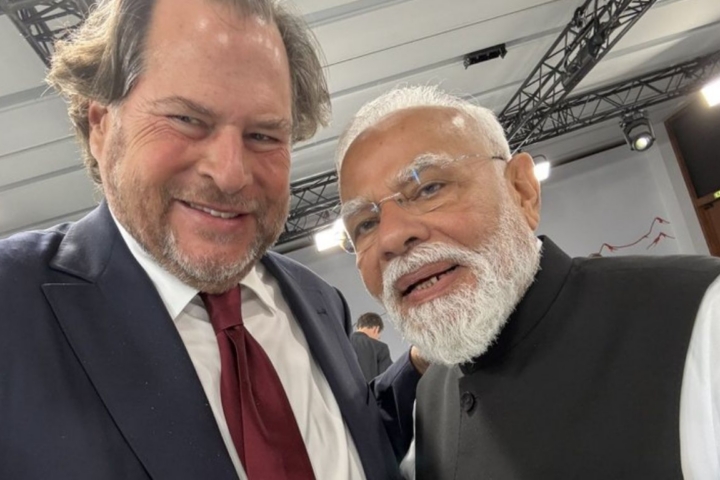 Salesforce’s Marc Benioff connects with Modi at G7