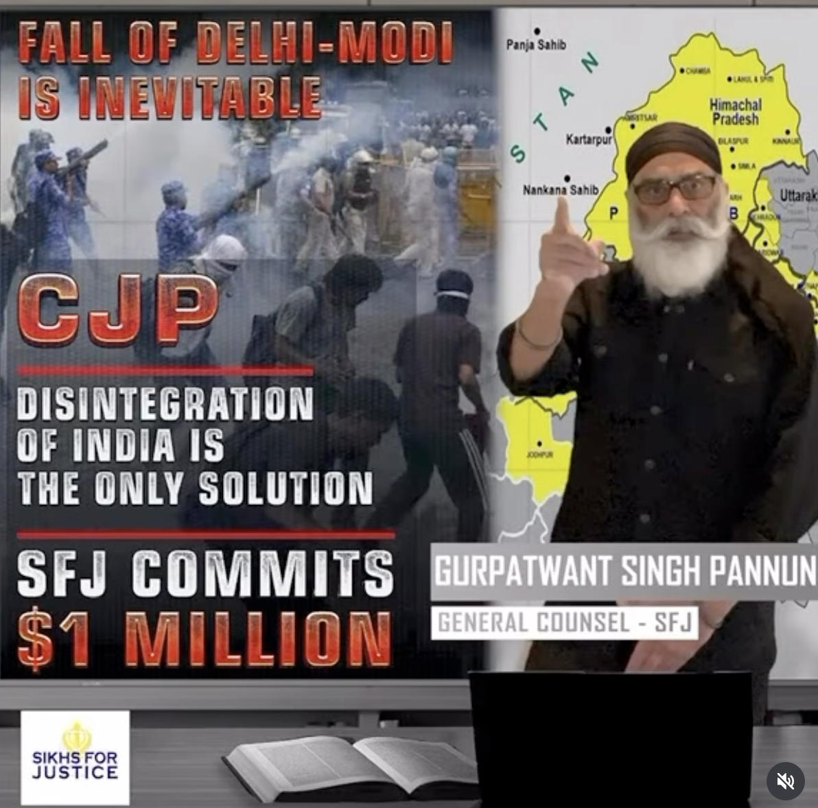 Sikhs for Justice pledge $1 million towards “dissolution, disintegration and Balkanization of India” 