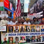 Indian Overseas Congress members rally in Times Square over exam issues